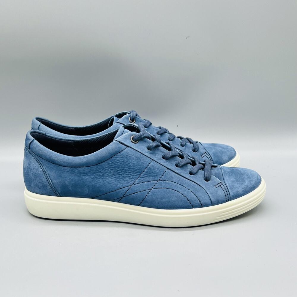 ECCO Shoes Womens 10 Blue Leather Soft 7 Lace Up Walking Sneakers Comfort Casual